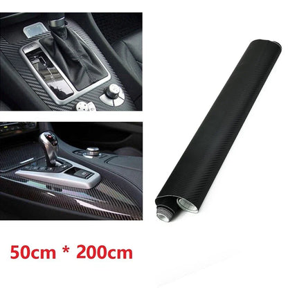 200cm Car Vinyl Wrap 3D-Matt Black Carbon Fiber for Car