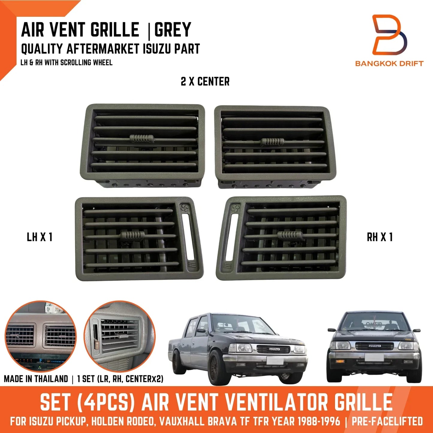 4 x Air Vent Grille for Holden Rodeo Ute TF (1988-1996)