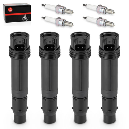 4Pcs Ignition Coils & Iridium Spark Plugs for Kawasaki ZX-6R (1995–2010)