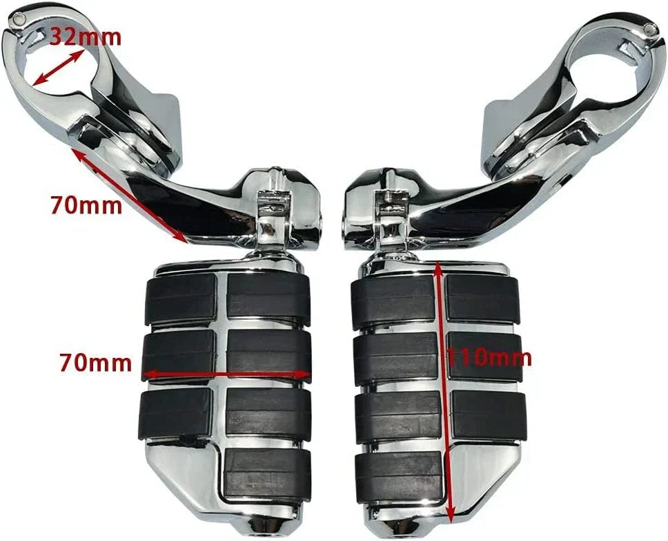 Chrome Motorcycle Foot Pegs for Harley (Fits 1.25" Bars)