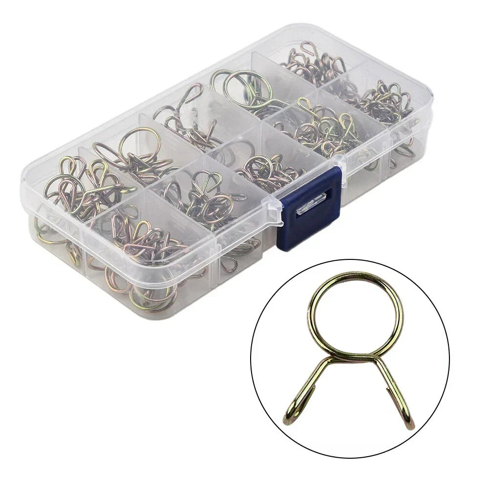 126Pcs 5mm-14mm Spring-Clip Fuel Oil Hose Line Air Tube Clamps Assortment Kit