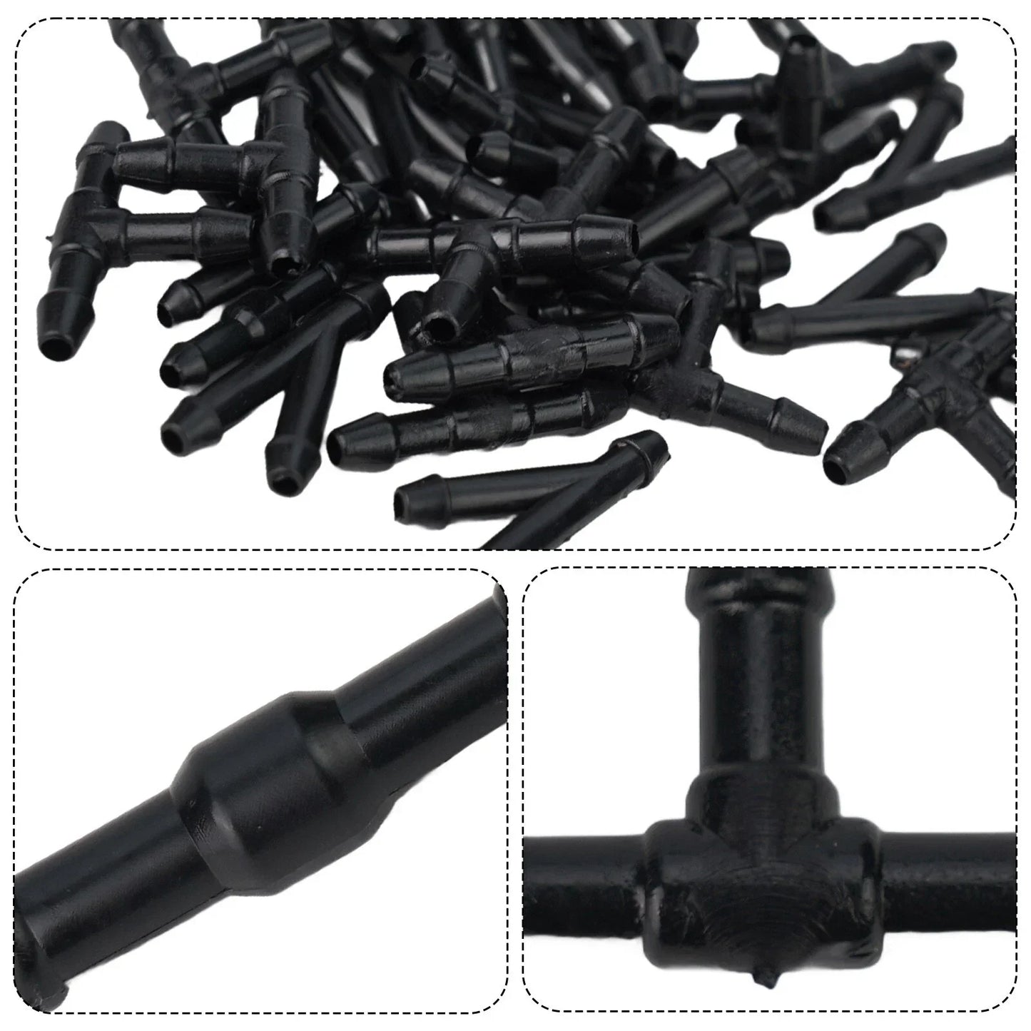Water Connector Hose Wiper 36pcs Black Fittings Joiner Plastic Splitter