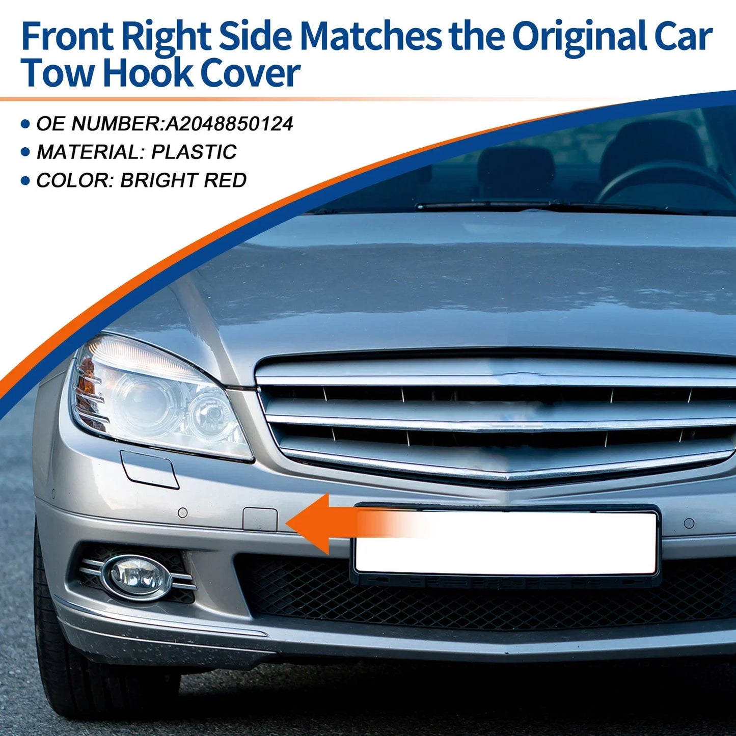 Front Car Bumper Tow Hook Cover for Mercedes-Benz C-Class (2007-2010)