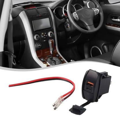 Rocker Switch Dual USB Charger PD and QC3.0 Port with LED Power Socket for Car
