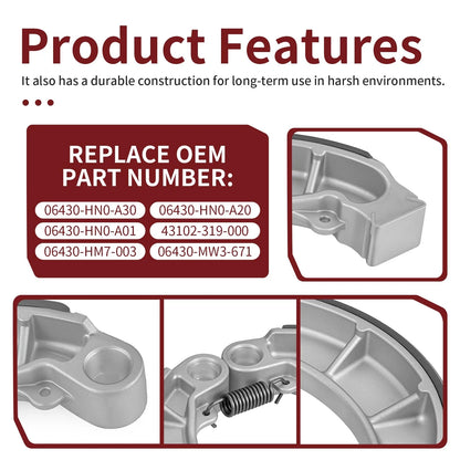 Rear Brake Shoes Kit for Honda Foreman 500 TRX500FE1/FE2/FM1/FM2 (2014–2019)
