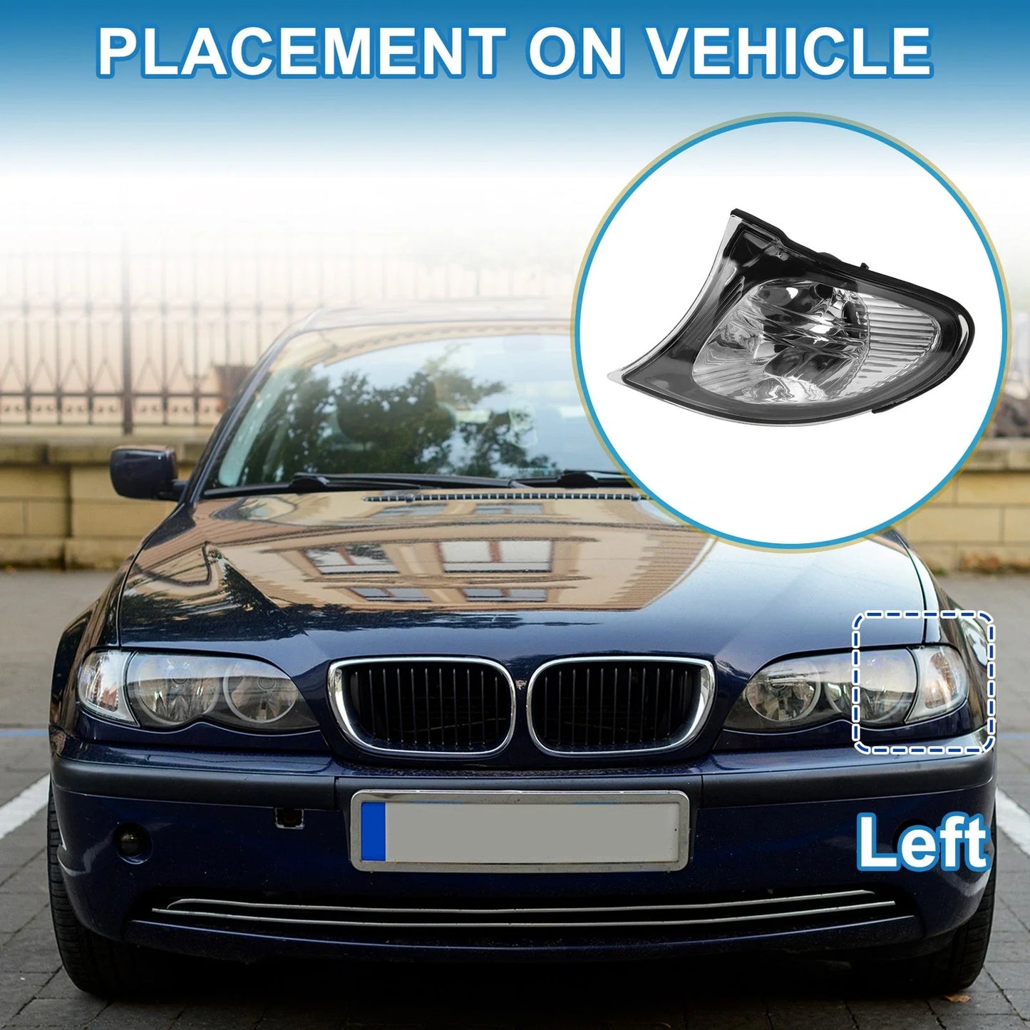 1 Pc Left Corner Signal Light Cover for BMW 3 Series (2002-2005)