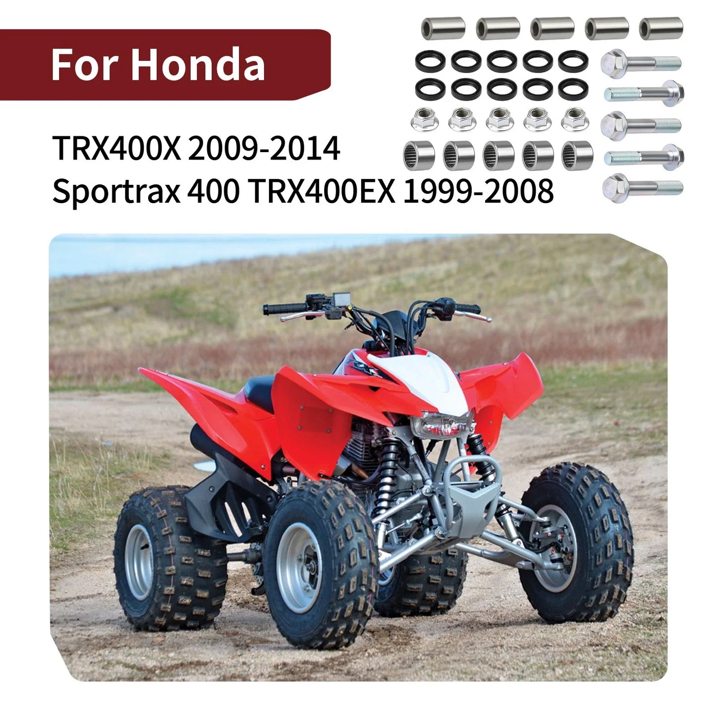 Swing Arm Linkage Bearing Kit & Bolt Nut for Honda TRX400X (2009–2014)