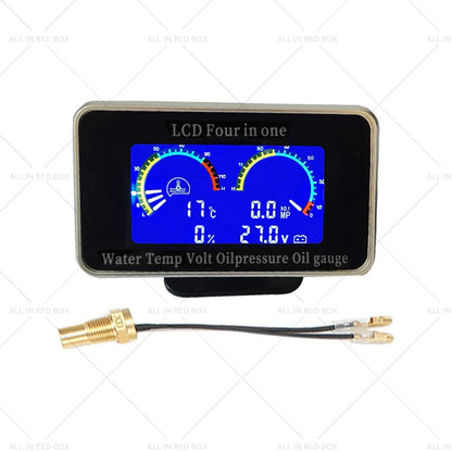 4-in-1 Car LCD Digital Oil Pressure Voltage Water Temp Fuel Gauge