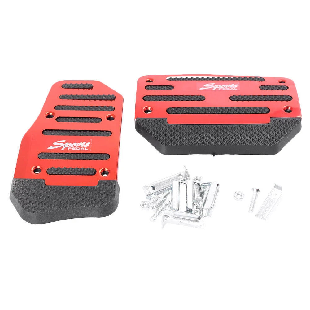 Aluminum Anti-Slip Manual Brake Footrests for Auto Sport Pedals - Red
