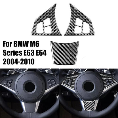 Pack of Three Six Series Carbon Fiber Steering Wheel Covers for BMW 6 Series
