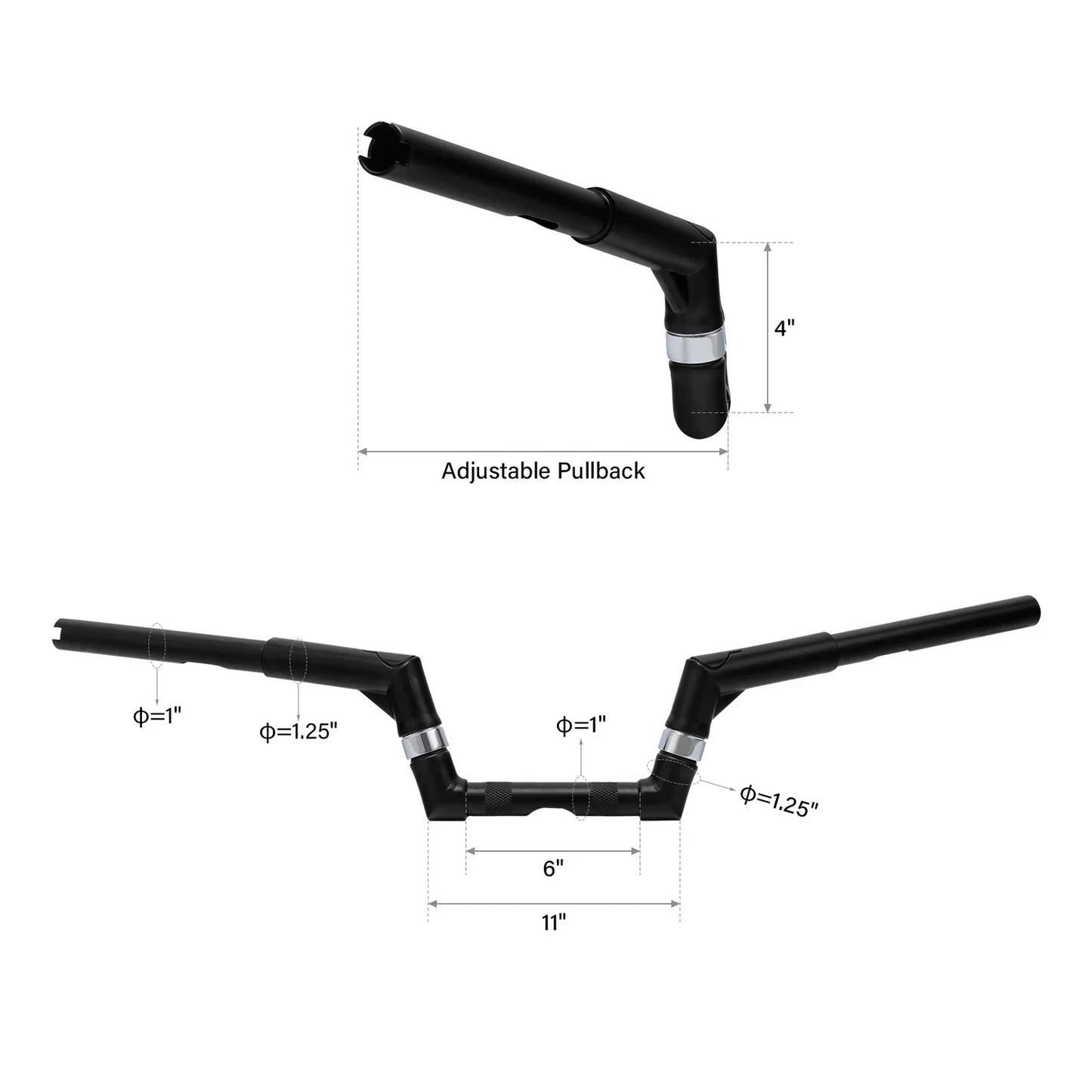 4" Rise 1-1/4" Ape Hanger Handlebar for Harley Dyna Sportster (2004-2023)