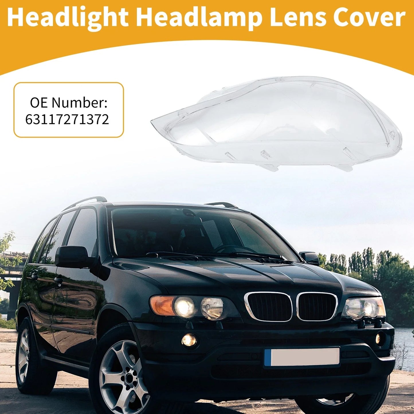 1 Pc Right Front Headlight Lens Cover for BMW X6 (2008-2014)