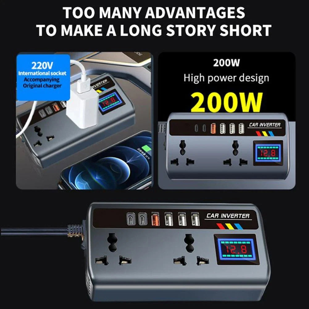 Car Power Converter with Safety Monitoring and Multiple Charging Options