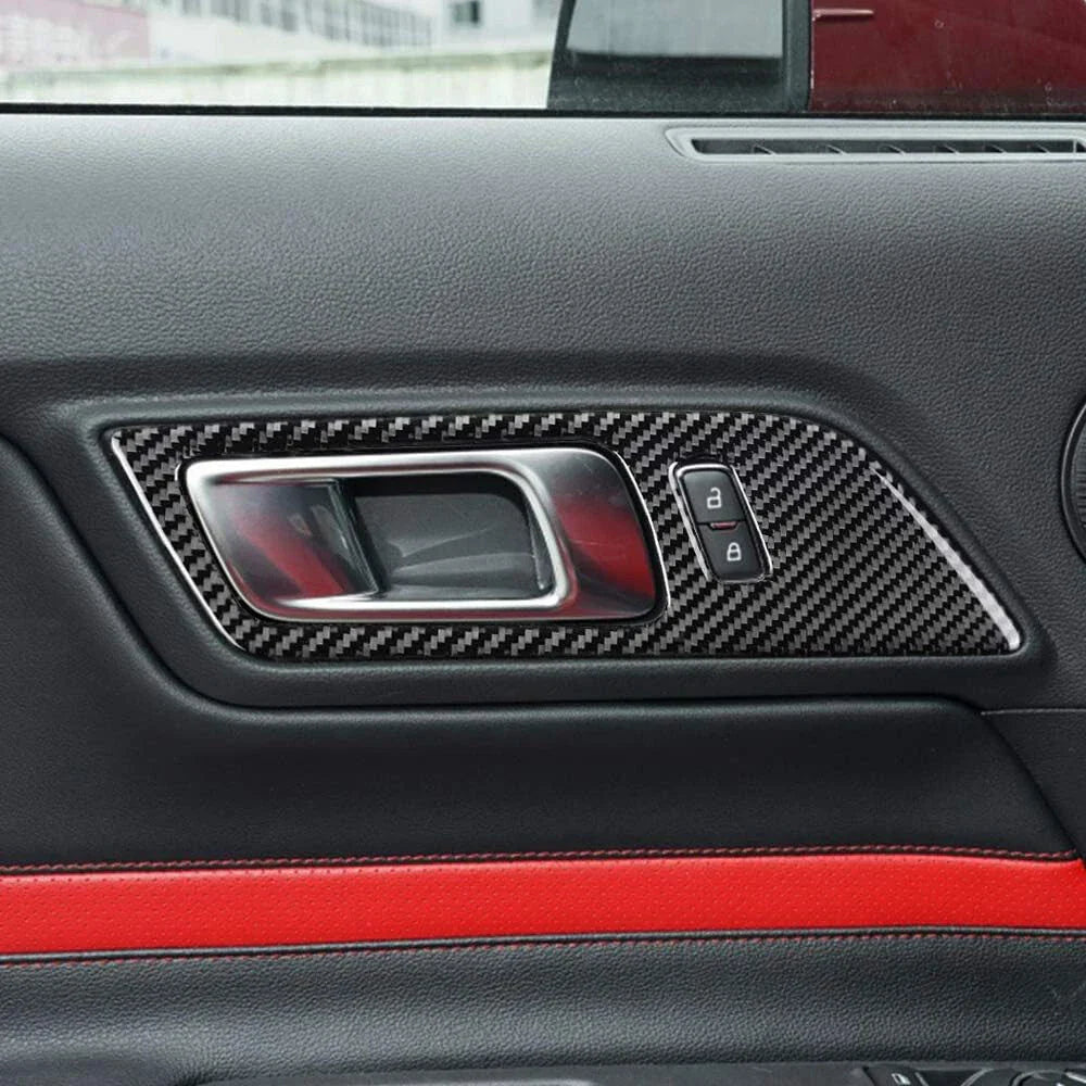 Carbon Fiber Interior Door Handle Trim Cover for Ford Mustang (2015-2022)