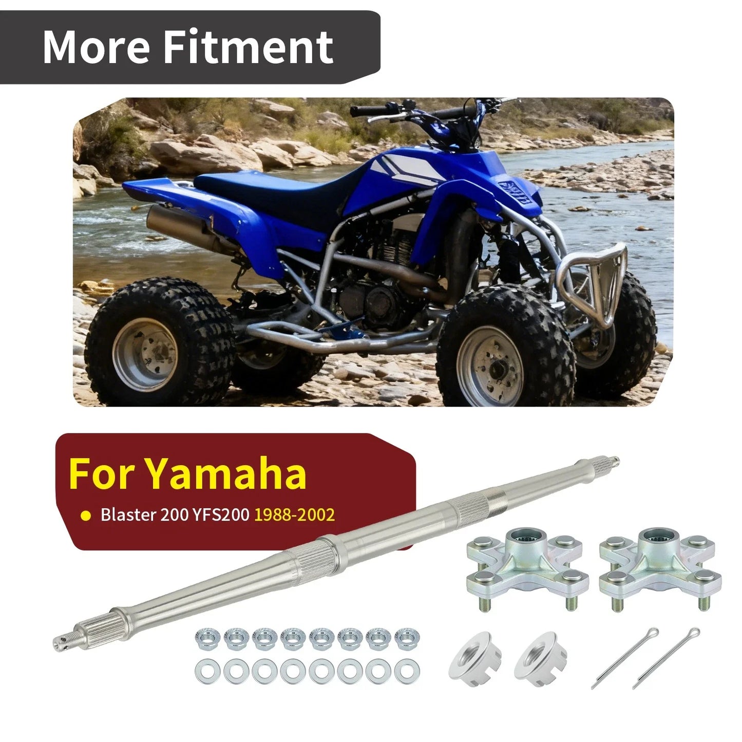 Rear Axle Shaft w/ Wheel Hub Kit for Yamaha Blaster 200 (1988–2002)