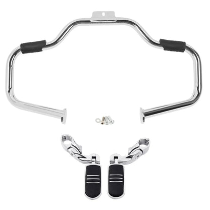 Mustache Engine Guard Crash Bar Footpegs for Harley Softail (2000-2017)