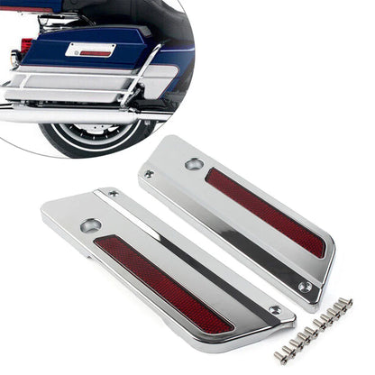 Saddlebag Latch Plate Covers with Red Reflectors for Harley Touring (1993-2013)