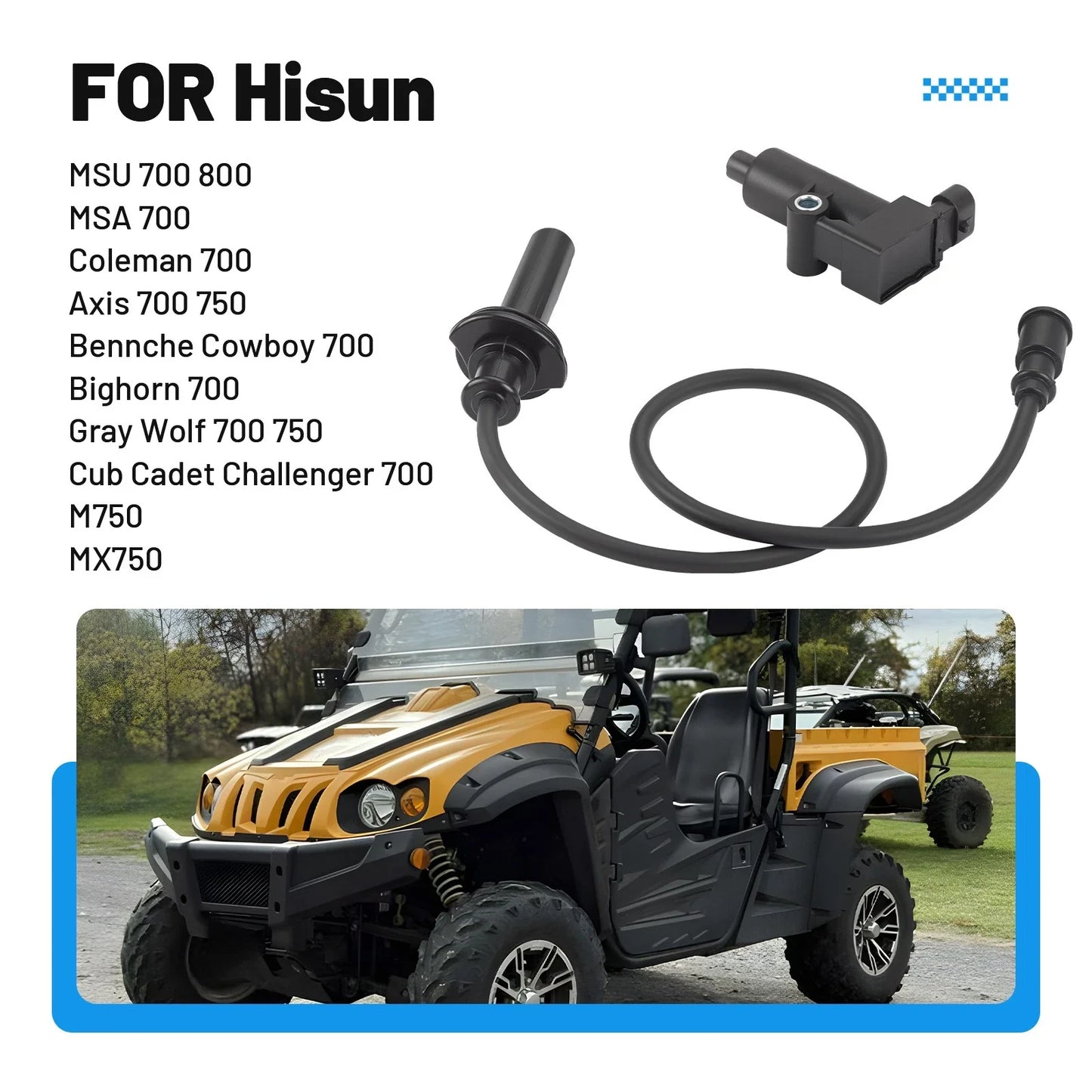 Ignition Coil & Spark Plug Wire for Hisun MSU Axis Bighorn 700-750