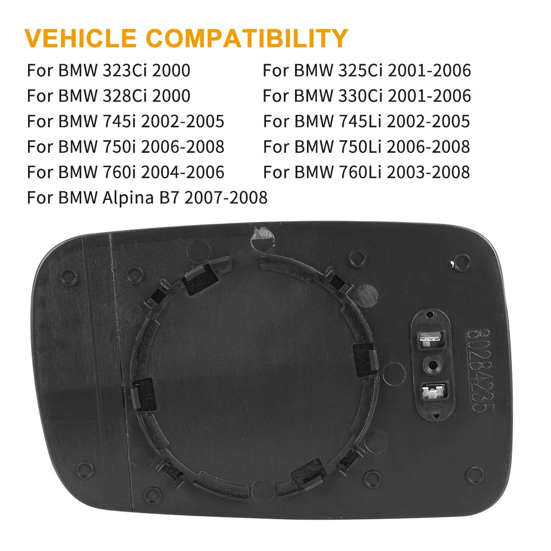 Mirror Glass Heated with Backing Plate for BMW 745i