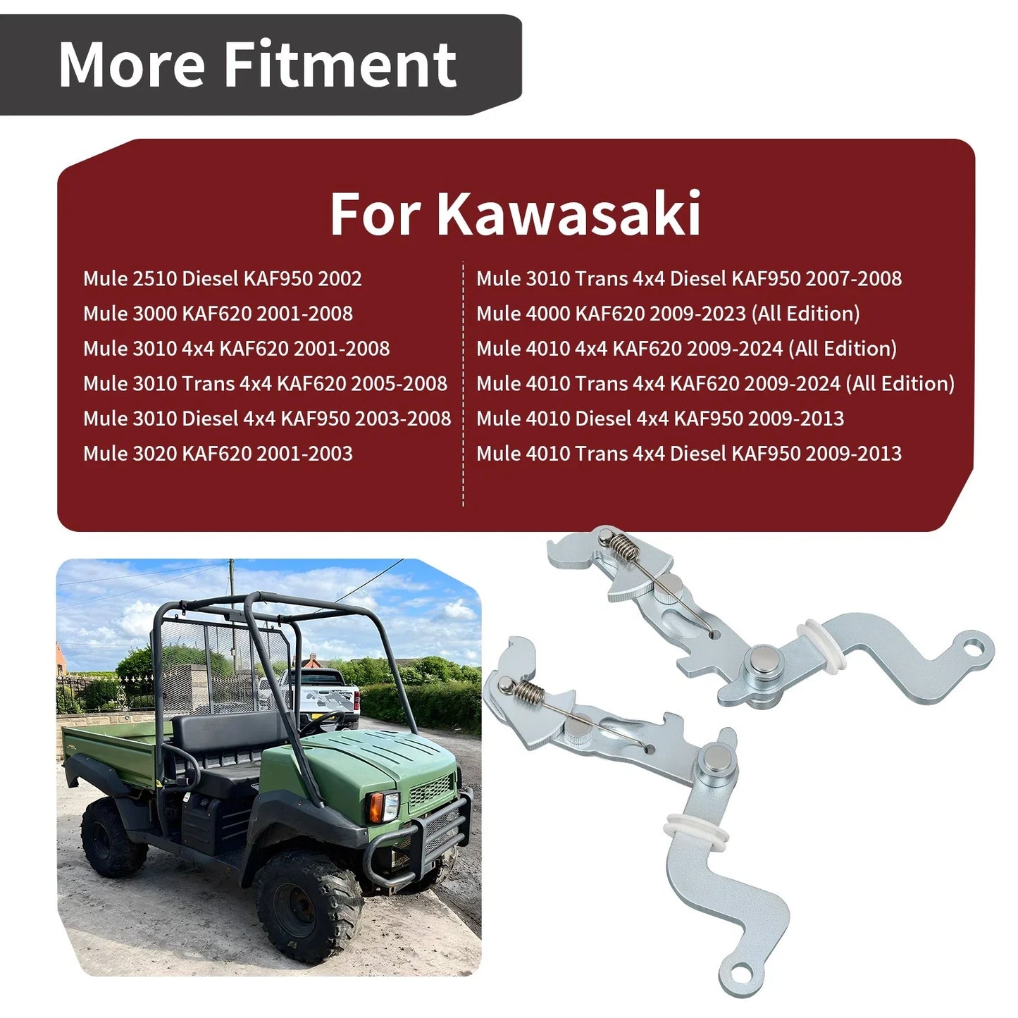 2 x Left & Right Brake Lever Bracket for Kawasaki Mule (1999–2010)