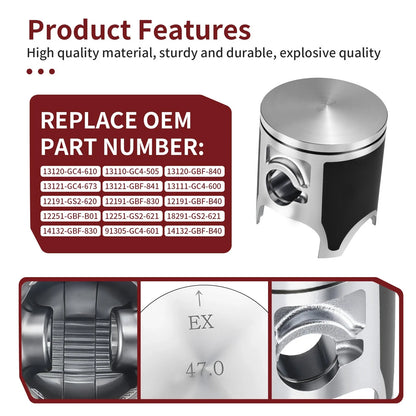Piston w/ Ring Kit Gaskets Top End Rubuild Kit for Honda CR80R (1992–2002)