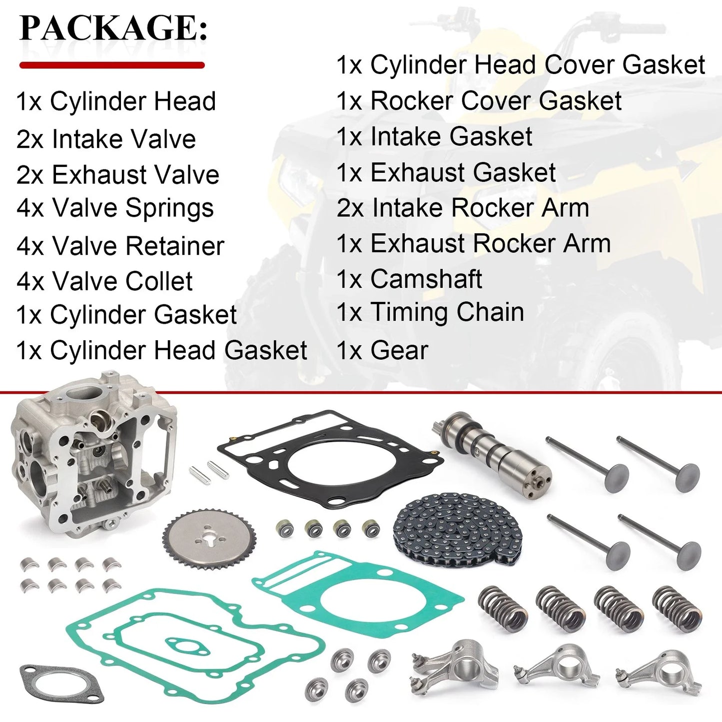 Cylinder Head Rocker Arm Camshaft Kit for Polaris Scrambler 500 (1997–2012)