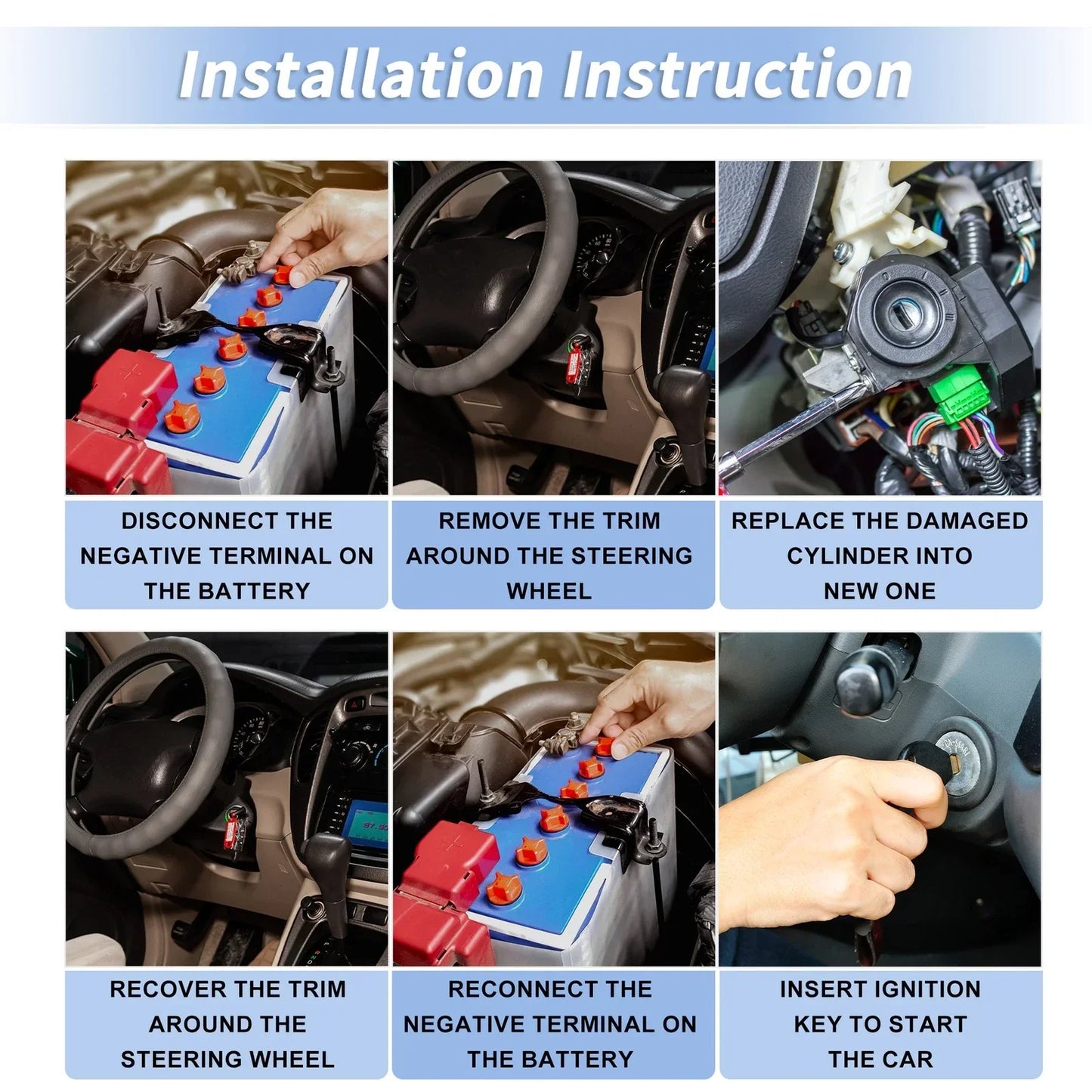 Ignition Lock Cylinder W/ 2 Keys for Honda Accord L4 2.0L (2014-2017)