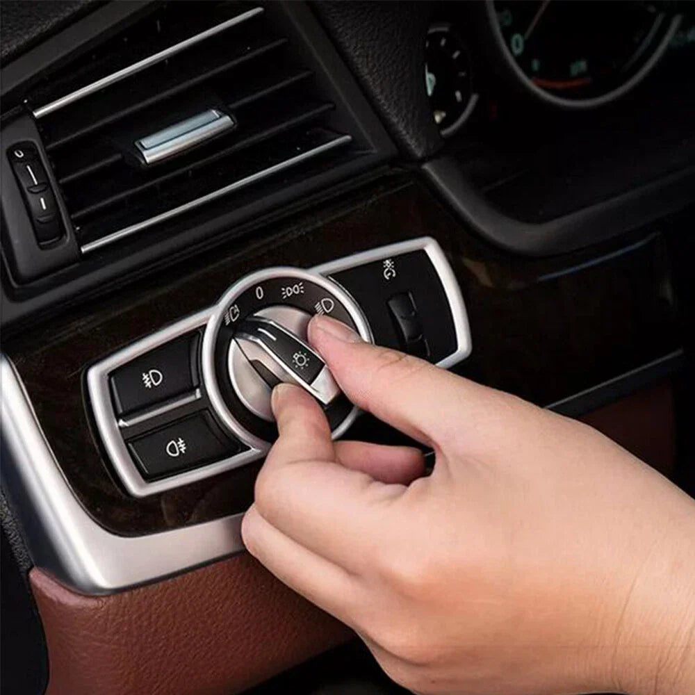 LED Headlight Switch Button Cover Trim for BMW 5 7 Series F10 F11 F01 F04 X3 (2010-2017)