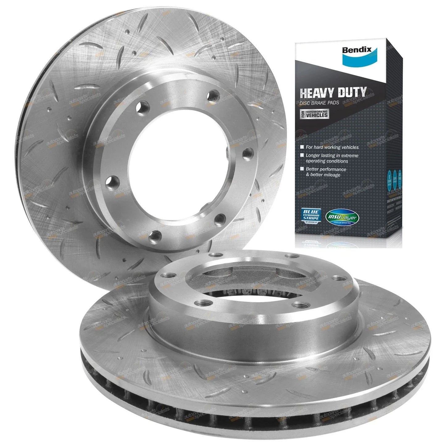 Front Slotted Drilled Rotors & HD Pads for 80 Series LC (1990–1992)