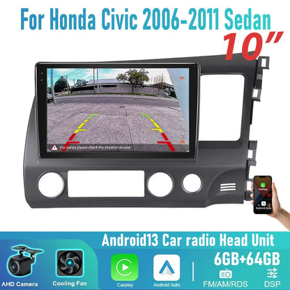 6-64GB Wireless Carplay Android Auto Head Unit Radio for Honda Civic (2006-2011)