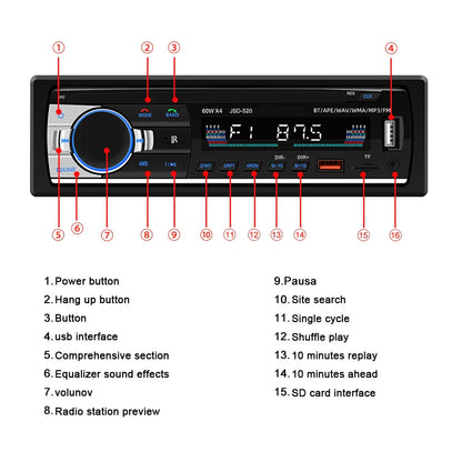 Bluetooth Music Car Radio 1 Din Stereo MP3 Player for Toyota Hilux (1998-2004)