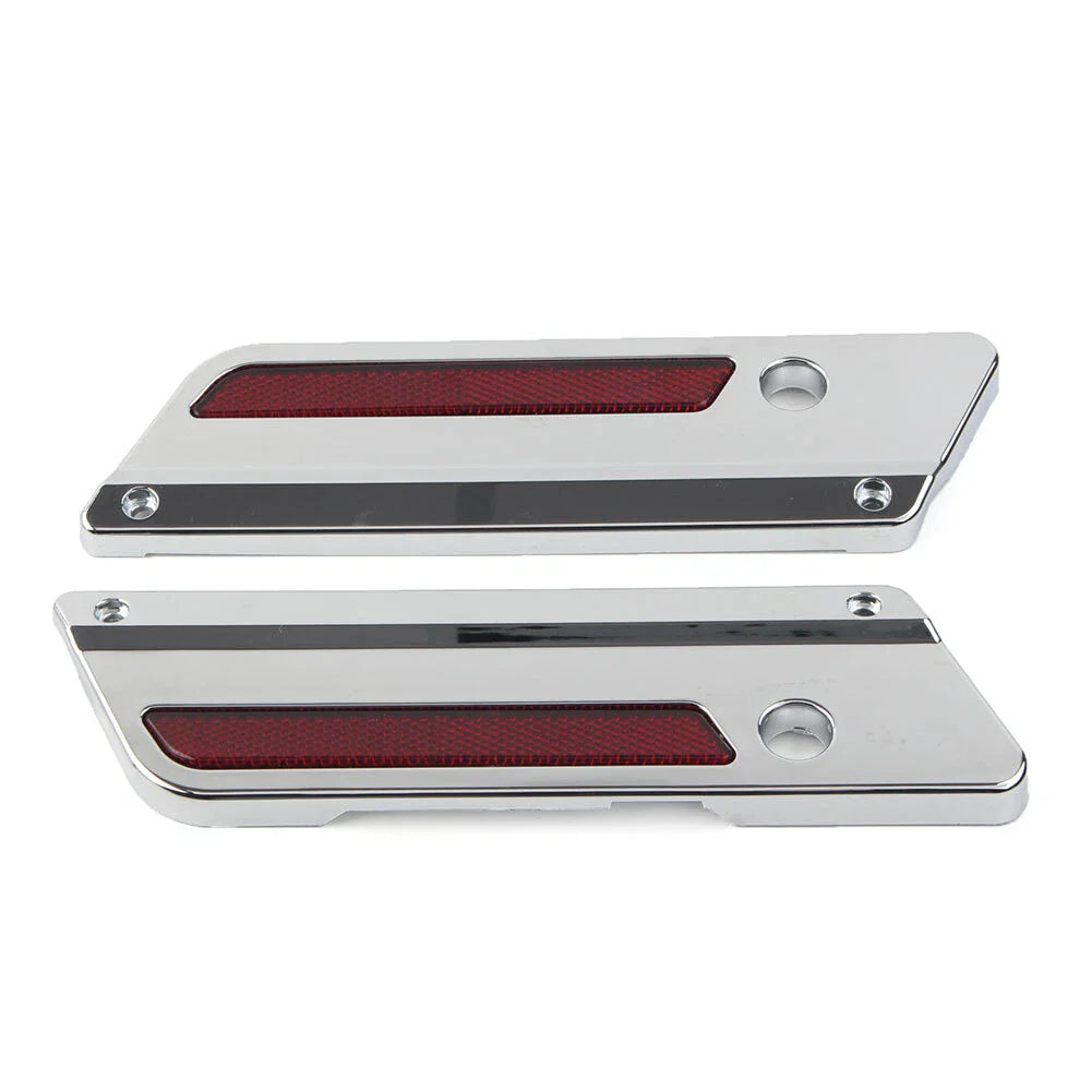 Saddlebag Latch Plate Covers with Red Reflectors for Harley Touring (1993-2013)