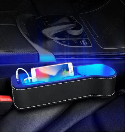 Right Side Car Seat Crevice Gap Storage Box Cup Holder Dual USB Charger