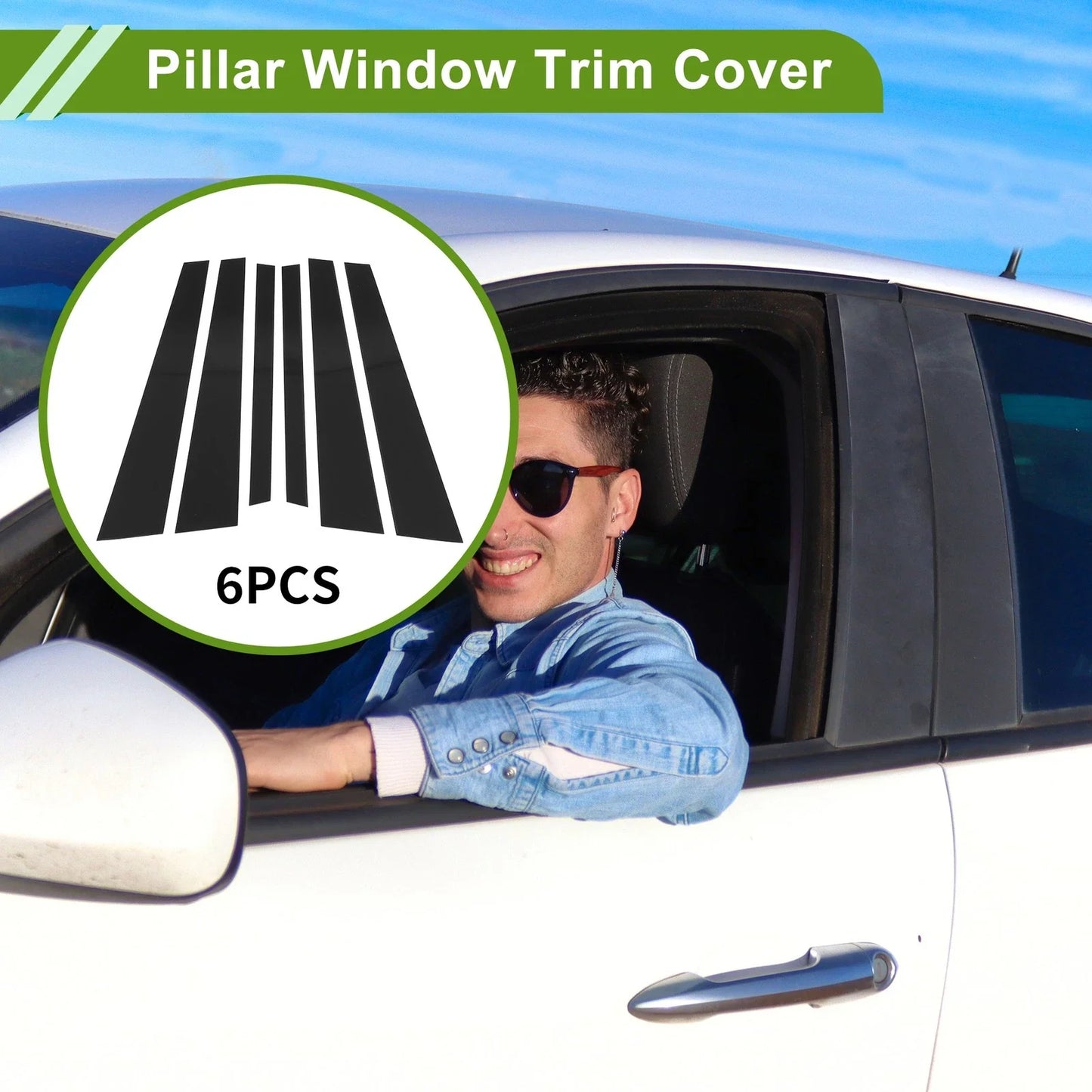 6 x Door Pillar Window Trim for BMW 7 Series (1995 - 2001) Black