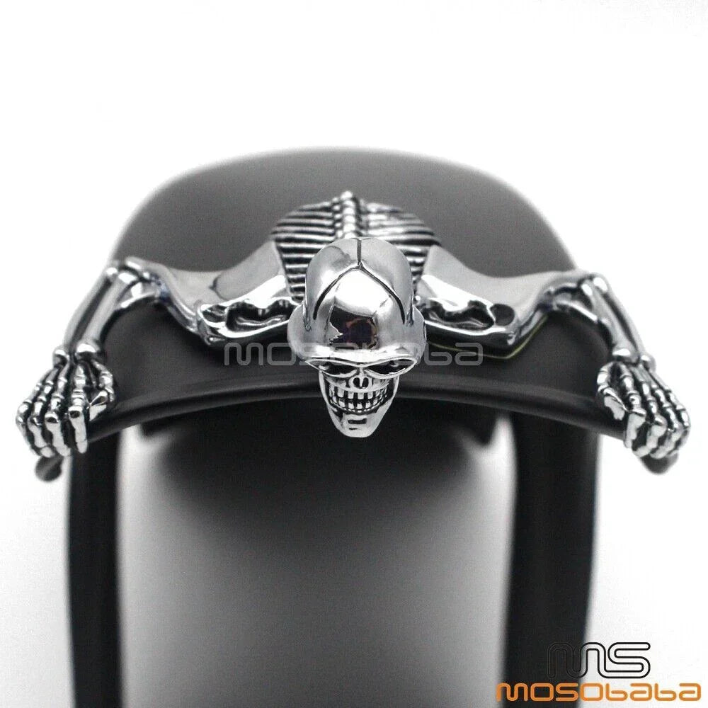 7" Headlight Visor & Fender Chrome Skull Ornament for Harley