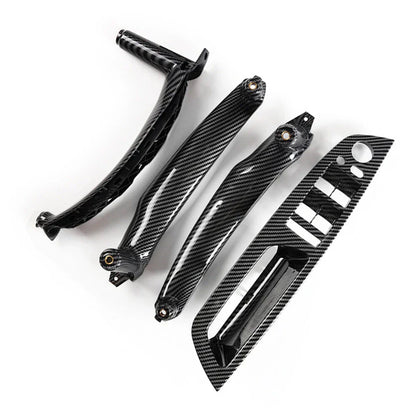 4 Pcs Carbon Fiber Inner Door Pull Handle Trim for BMW X5 X6 (2007-2013)