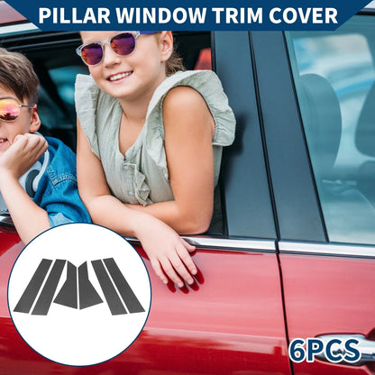 6 Pcs Door Pillar Window Trim for Honda Jazz (2021-2023) Carbon Fiber Black