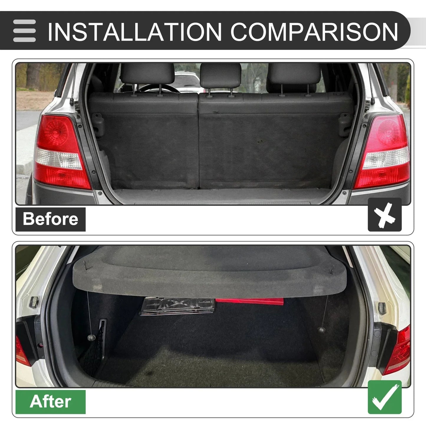 Rear Parcel Shelf Boot Load Cover for Honda Fit (2015-2020) Black Cargo Cover