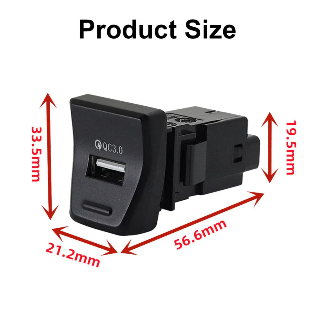 QC3.0 USB Charger Fast Charging Socket for Toyota RAV4 (2019-2023)
