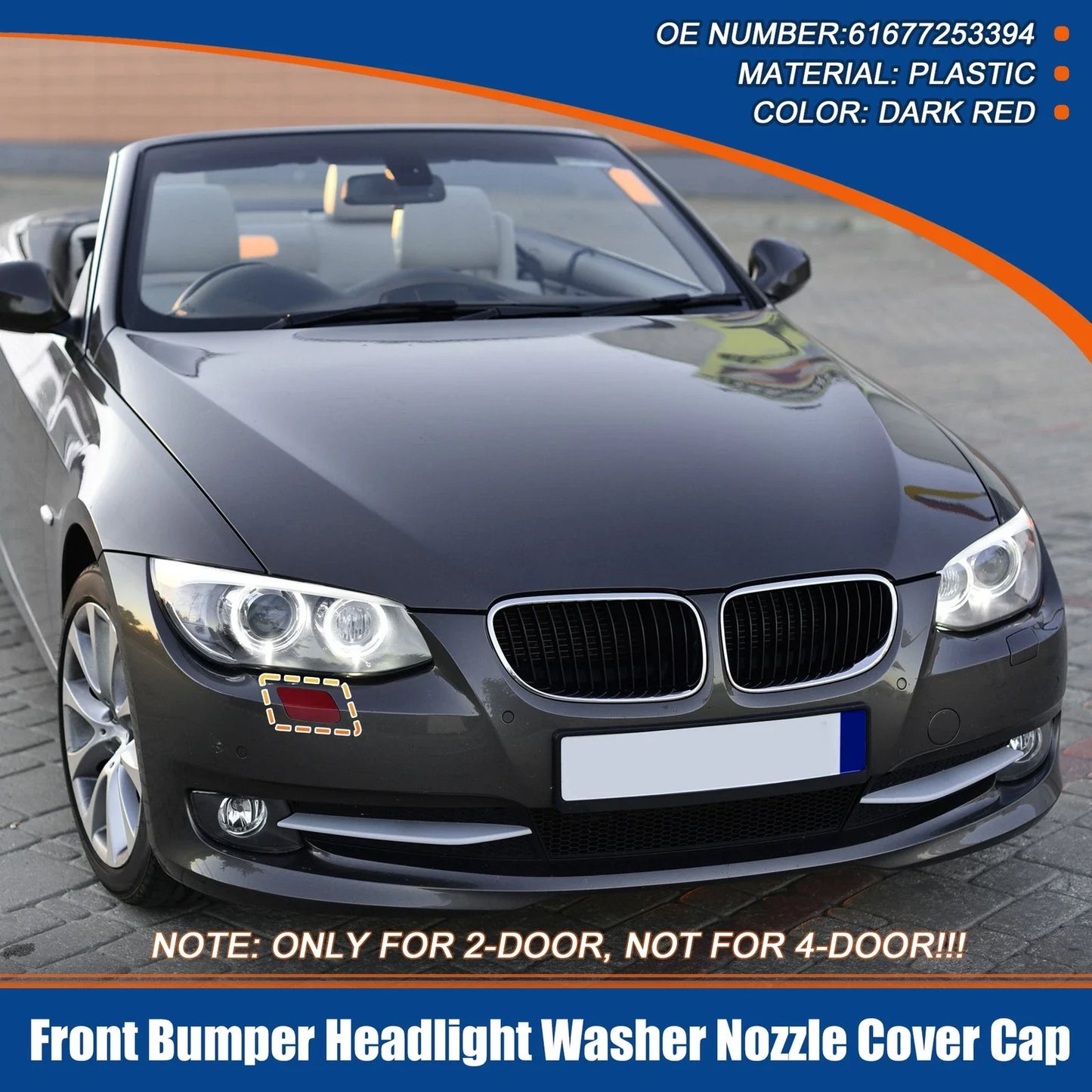 Right Side Front Bumper Washer Nozzle Cover for BMW E92 Dark Red (2011-2013)