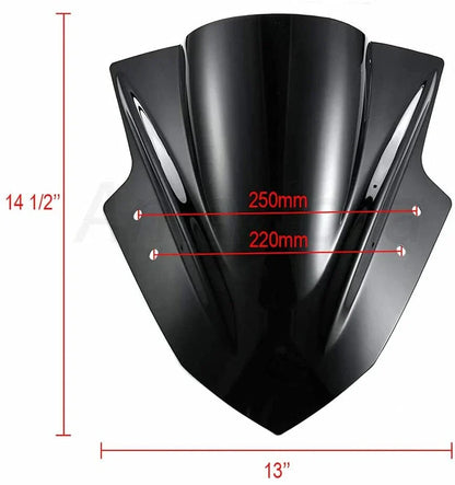 Black Windshield for Kawasaki Ninja 300 EX300 (2013-2017)