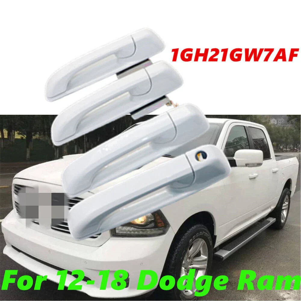 4 Pcs Door Handle Set Bright White for Ram 1500 2500 3500 (2019-2023)