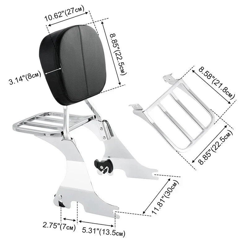 Sissy Bar Backrest Rack for Harley Sportster XL883 XL1200 (2004 - 2022)