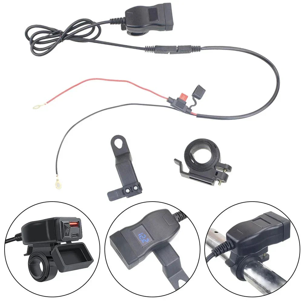 Dual Port Motorcycle USB Charger for 12–24V