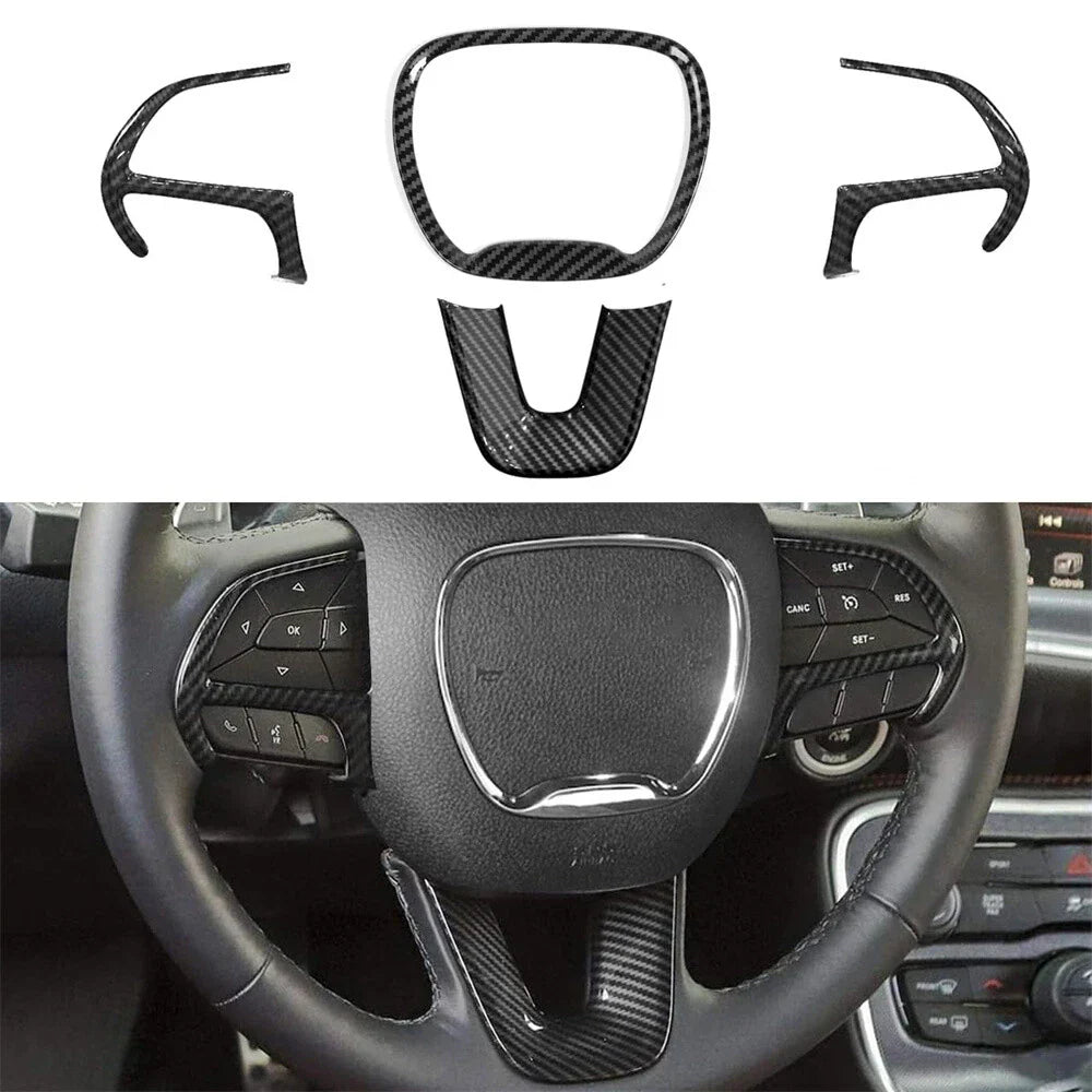 Carbon Fiber Style Steering Wheel Cover for Dodge Challenger Charger Jeep