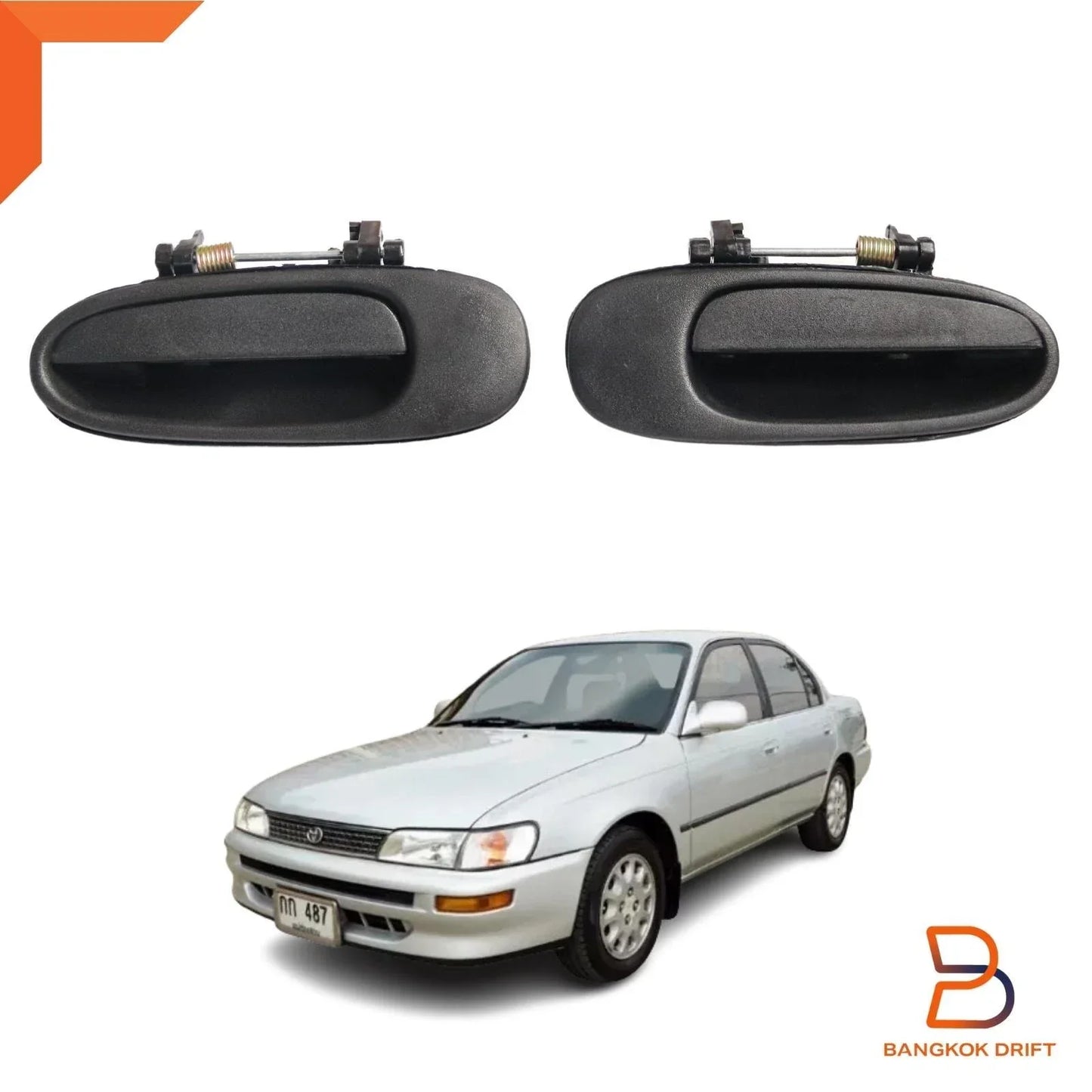 Black Rear Outer Door Handles  for Toyota Corolla (1992-1998)