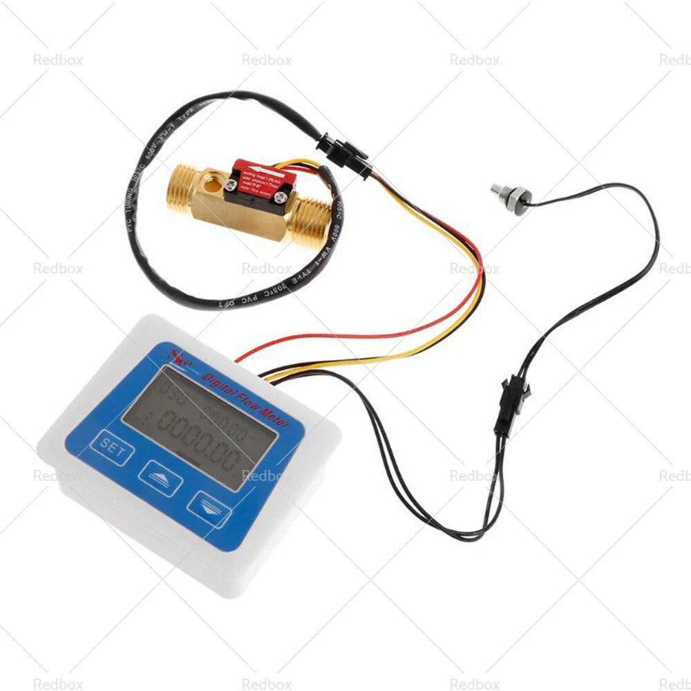 1/2" Digital LED Turbine Gauge Kerosene Fuel Water Flow Meter for Car