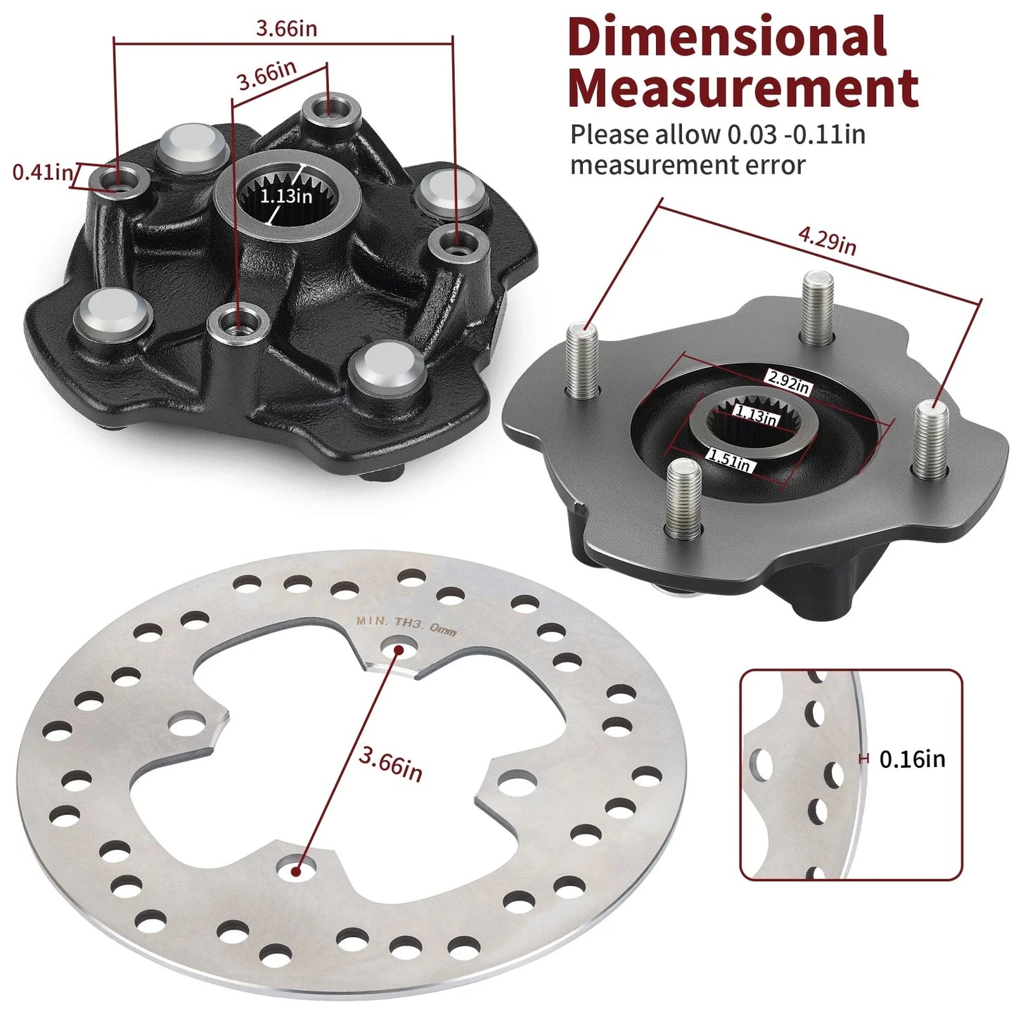 2 x Wheel Hub & Brake Disc for Honda Rancher TRX420FM 4X4 (2014–2024)