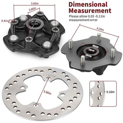 2 x Wheel Hub & Brake Disc for Honda Rancher TRX420FM 4X4 (2014–2024)