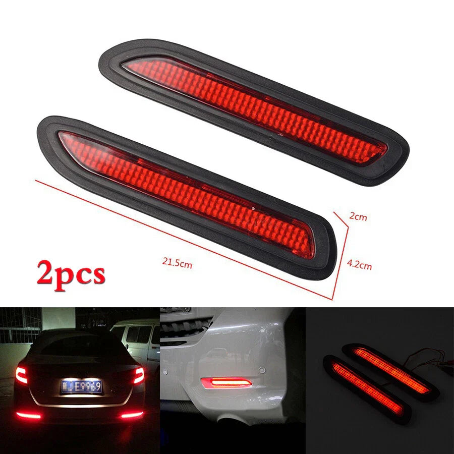 Red LED Rear Bumper Reflectors for Car Taillight Brake Fog Light